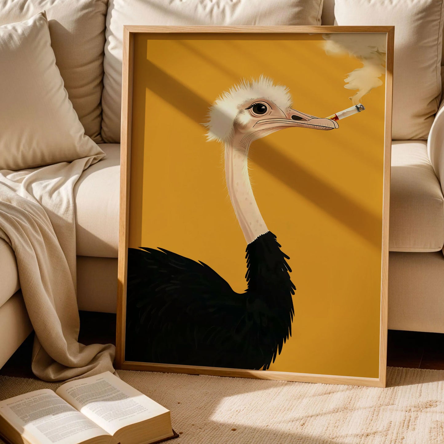 Ostrich Smorking Art Print