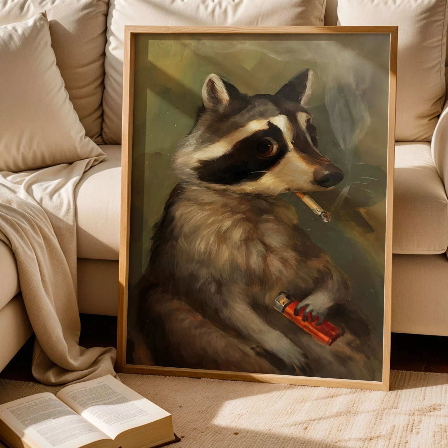 Raccoon Smoking Poster