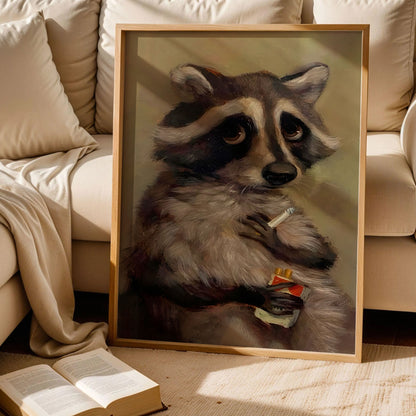 Raccoon Smoking Poster