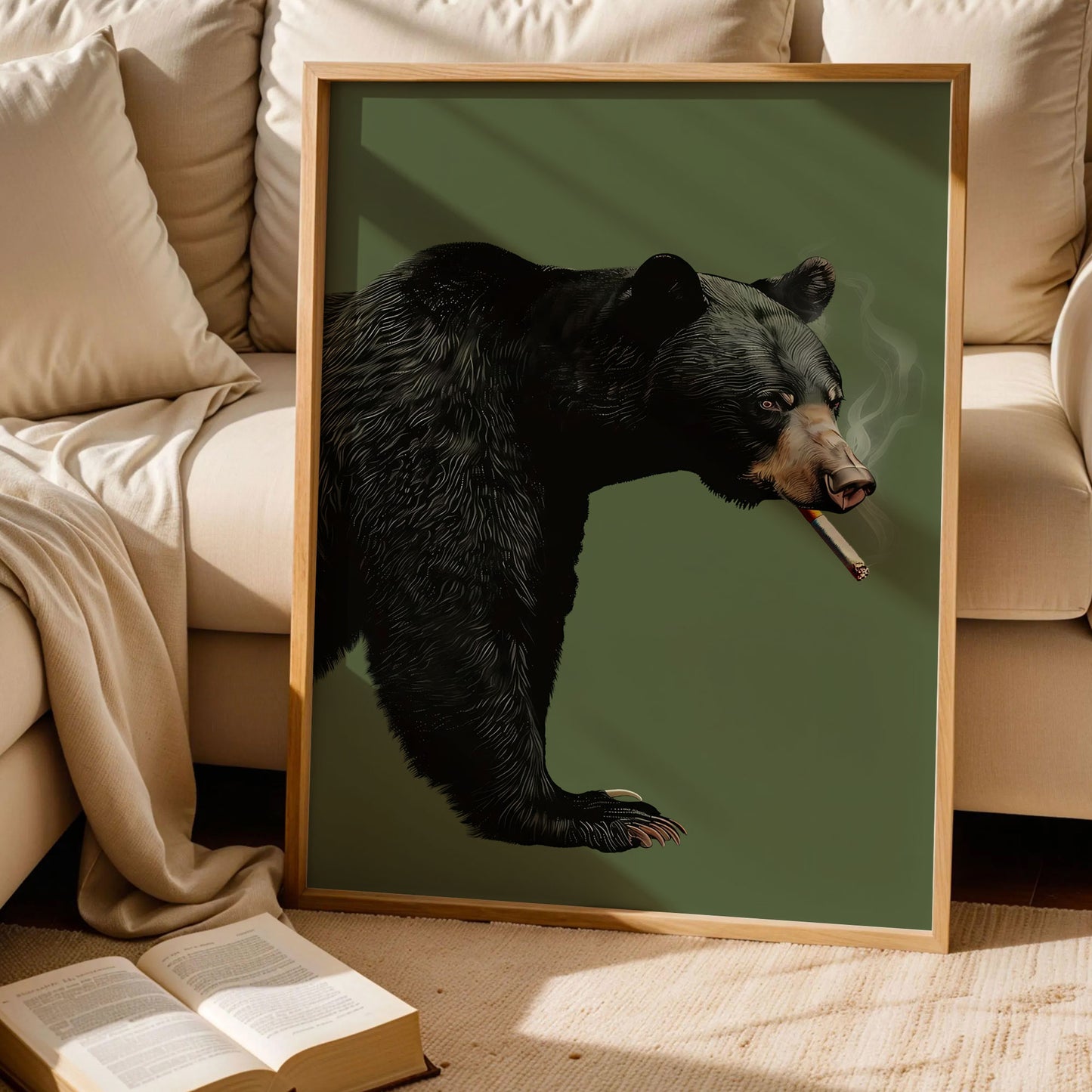 Funny Bear with Cigarette Poster