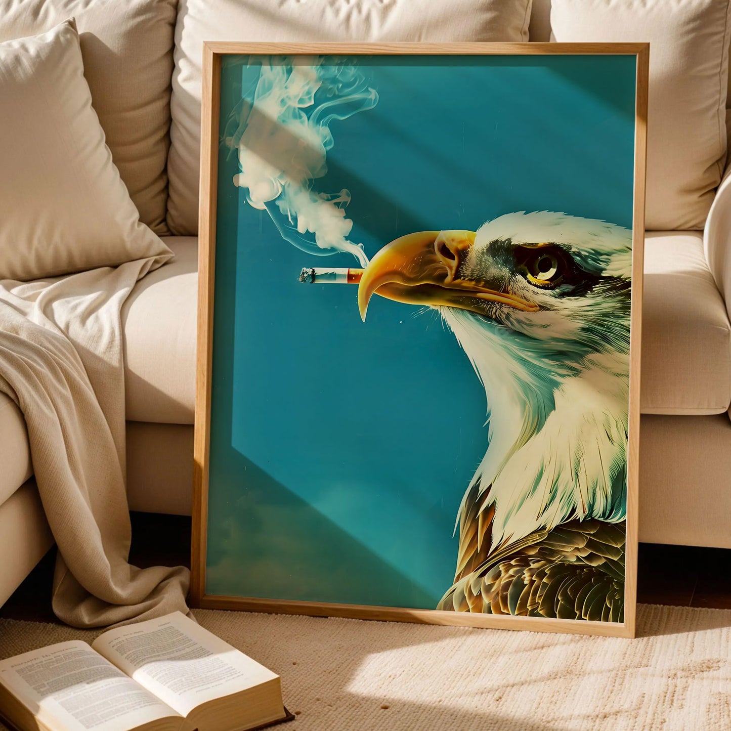Smoking Eagle With Cigarette Poster