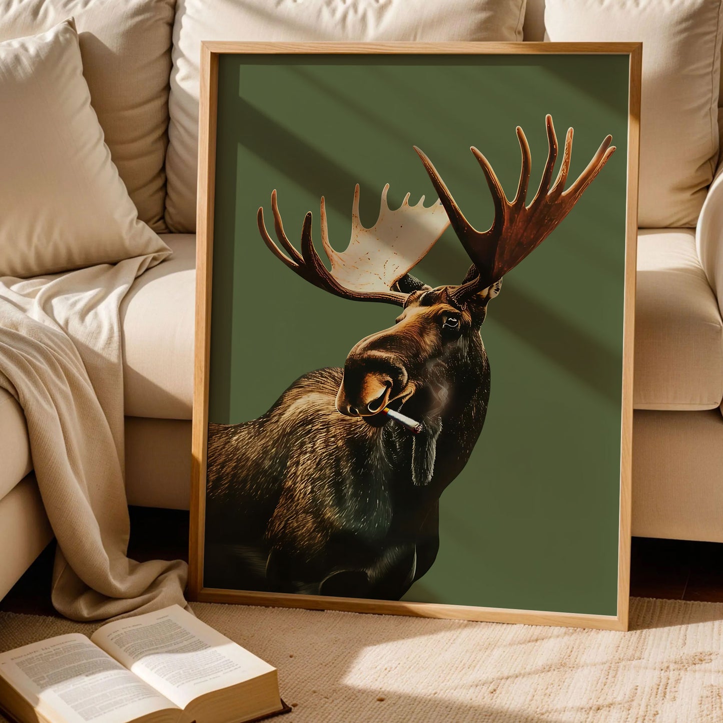 Funny Moose Smoking Poster