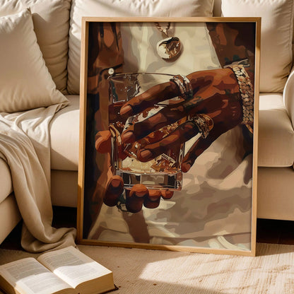 Whiskey Glass with Hand and Jewelry Poster