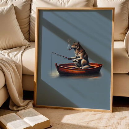 Funny Dog Fishing Poster