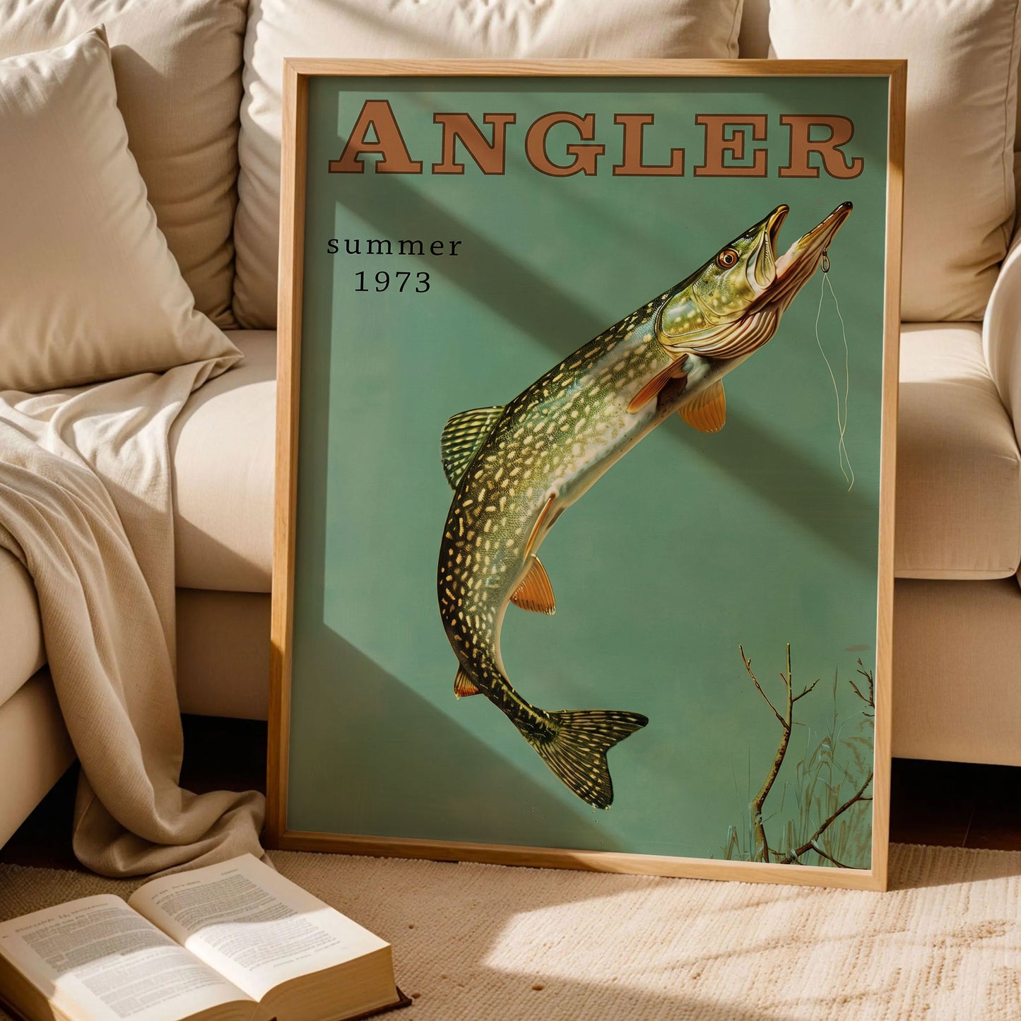 Vintage Northern Pike Fishing Print