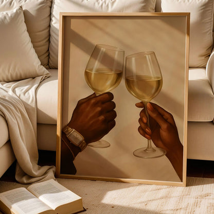 Elegant Cheers Black Couple Holding Hands Wall Art