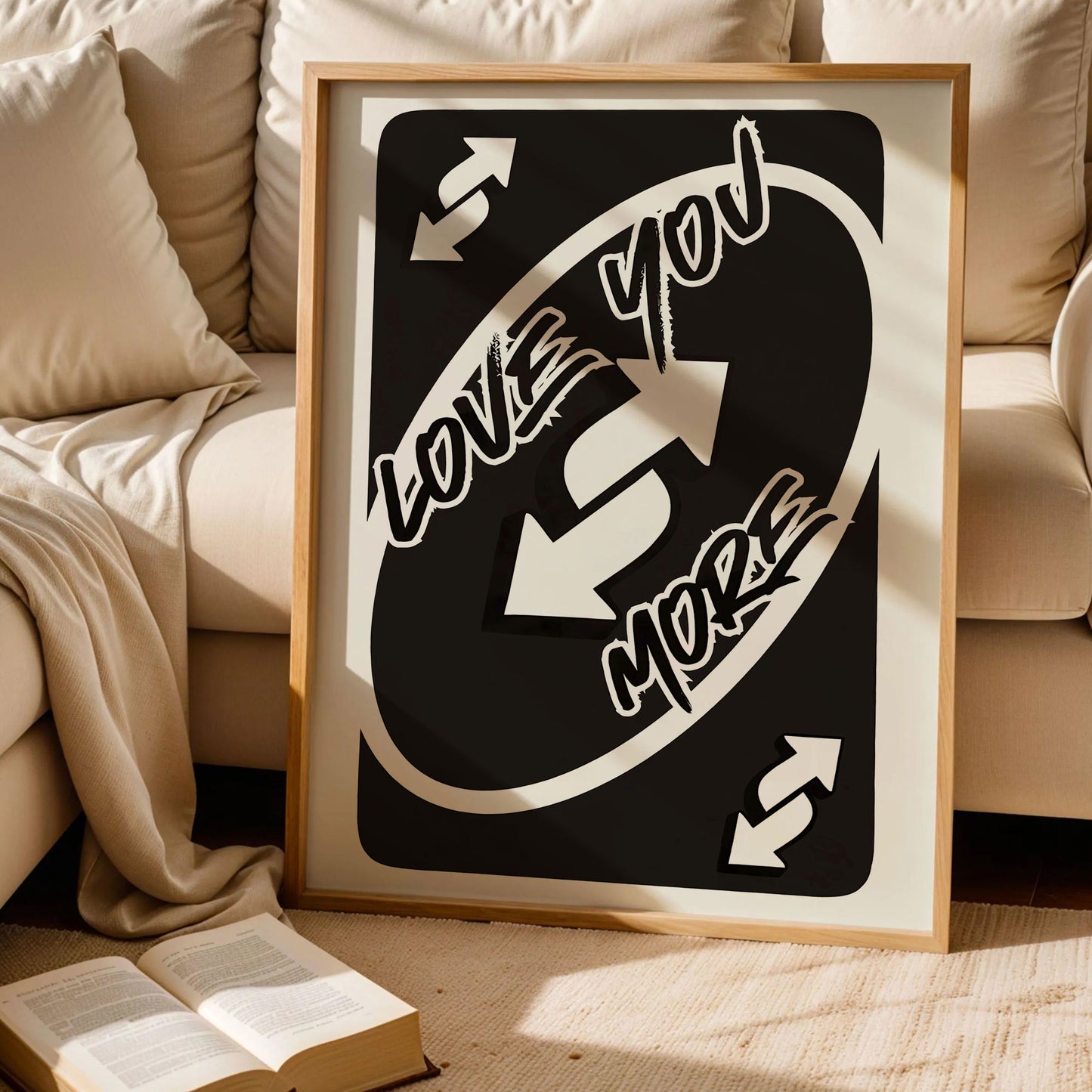 Love You More Uno Black Playing Card Poster