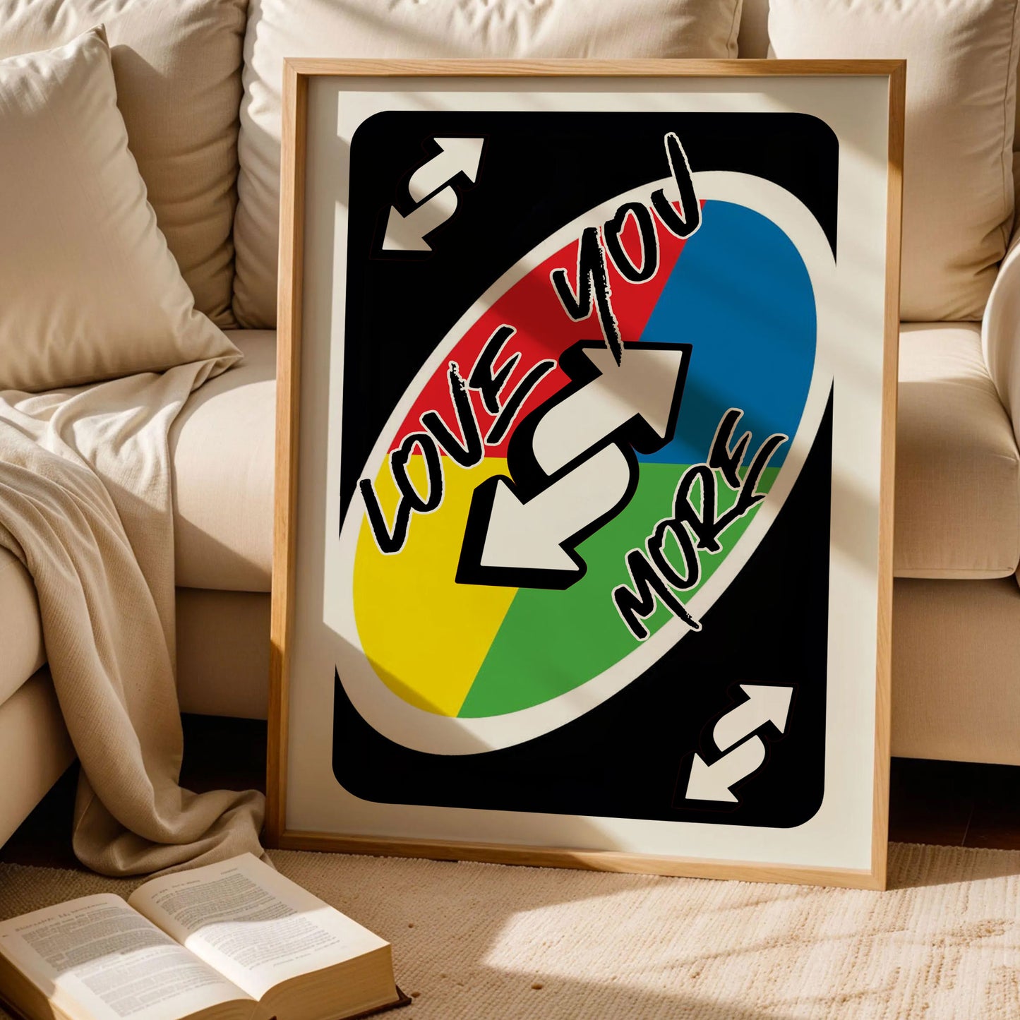 Love You More Uno Trendy Card Poster