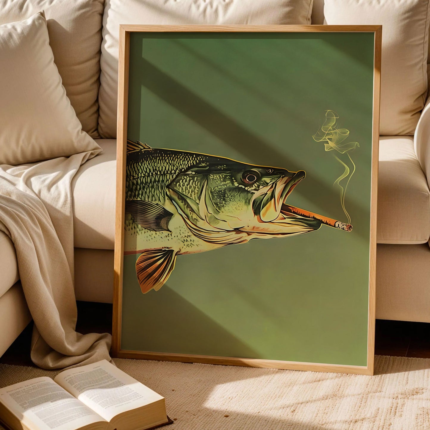 Smoking Largemouth Bass Wall Art