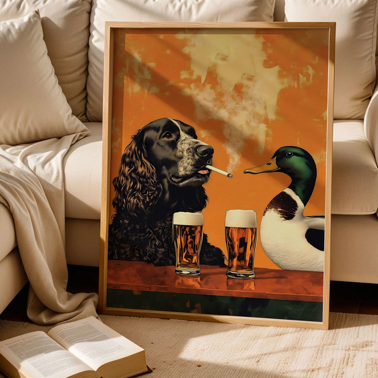 Vintage Springer Spaniel And A Mallard Poster