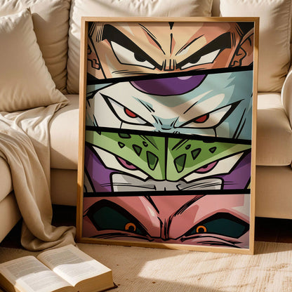 Dragon Ball Z Vegeta, Frieza, Cell, and Majin Buu Poster