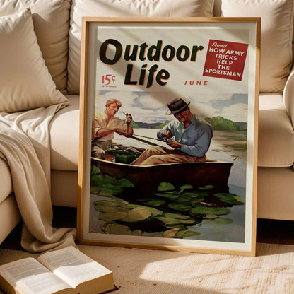 Vintage Fishing Poster Angler in Boat