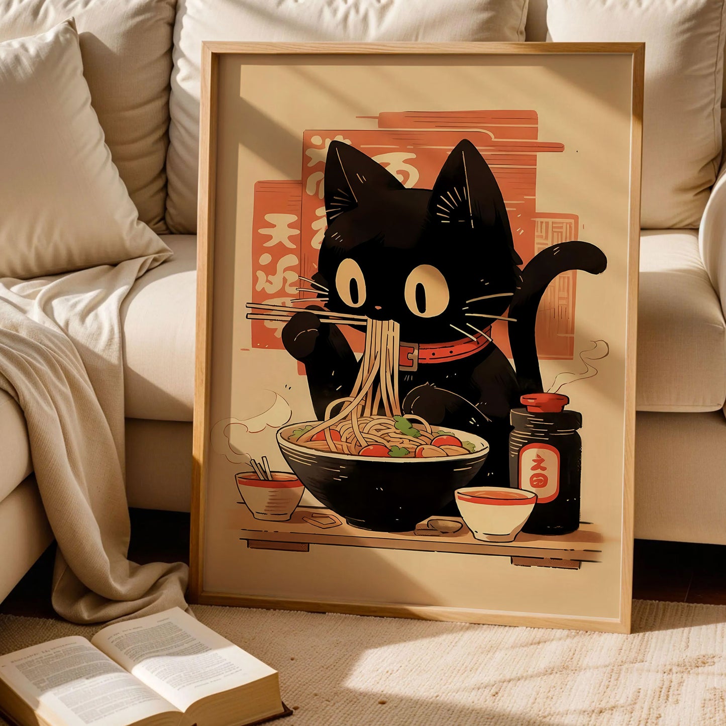 Hungry Black Cat Ramen Poster