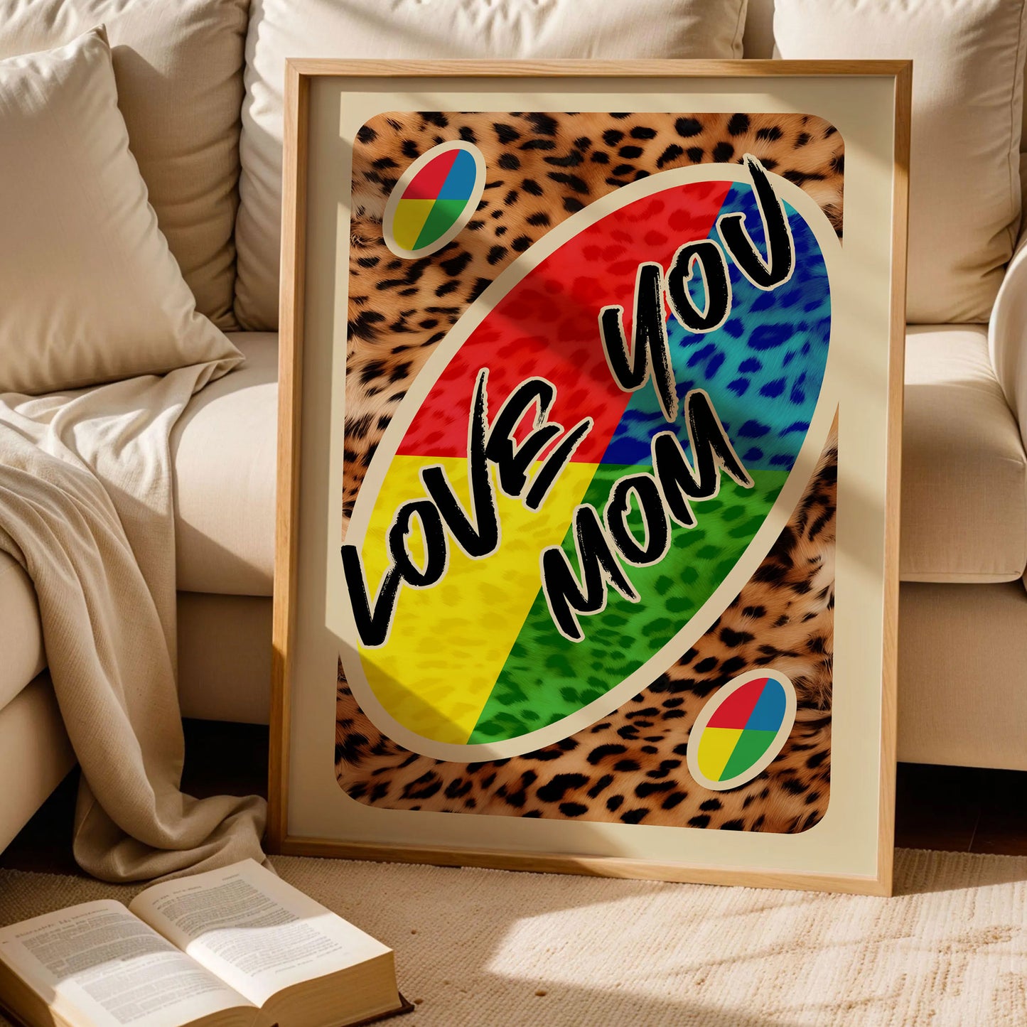 Love You Mom UNO Leopard Poster