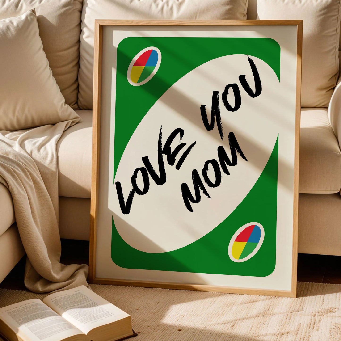 Love You Mom Reverse UNO Green Card Poster