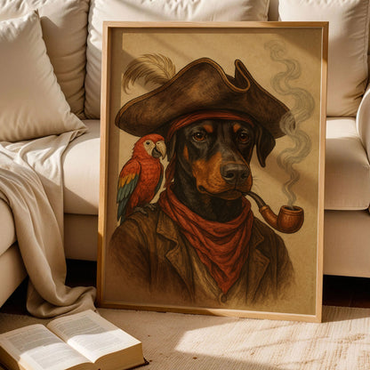 Doberman Cowgirl Hat Print Art