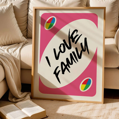 I Love Family UNO Card Print