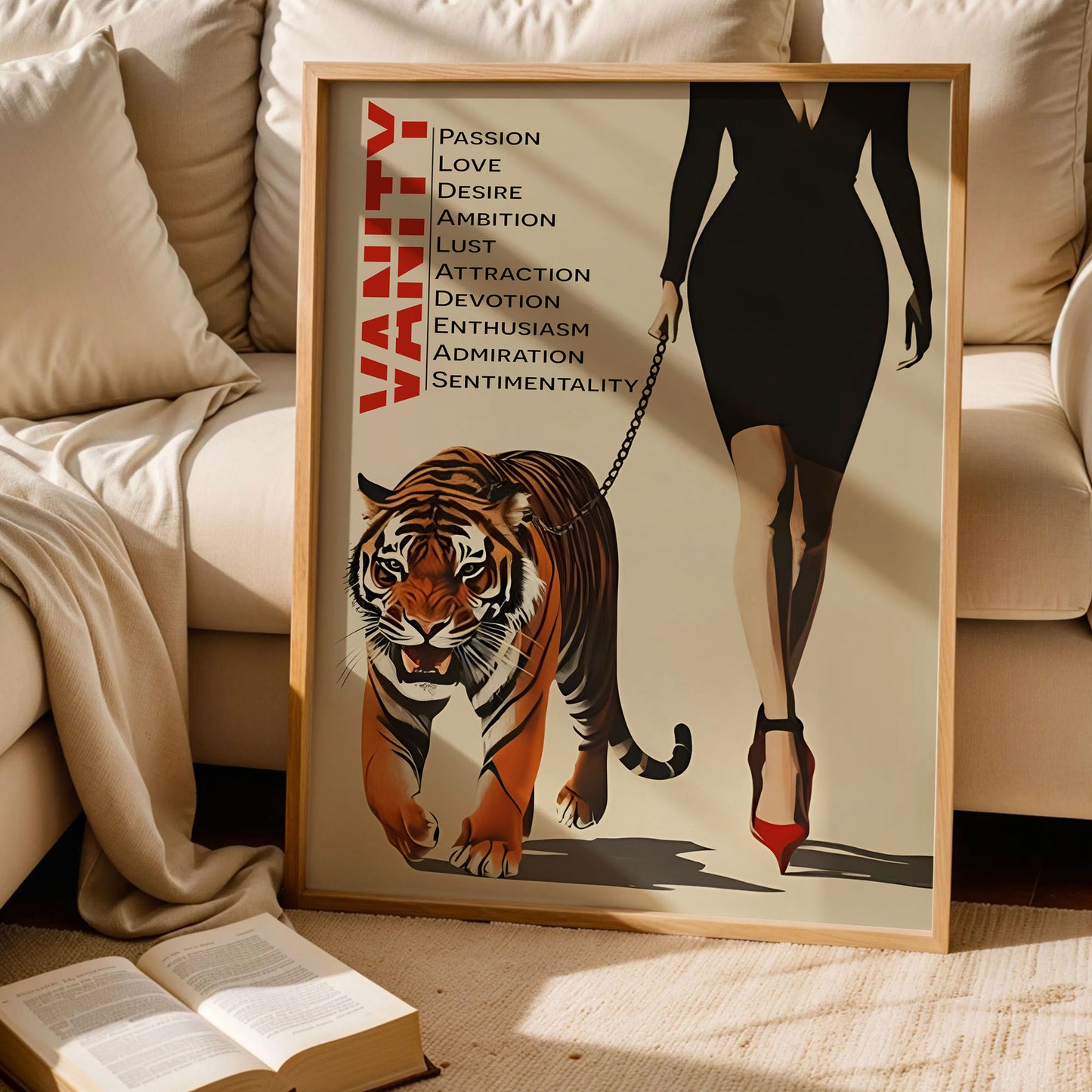 Vintage Woman Walking a Tiger Poster