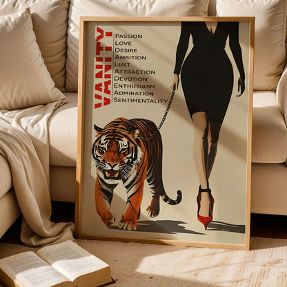 Vintage Woman Walking a Tiger Poster