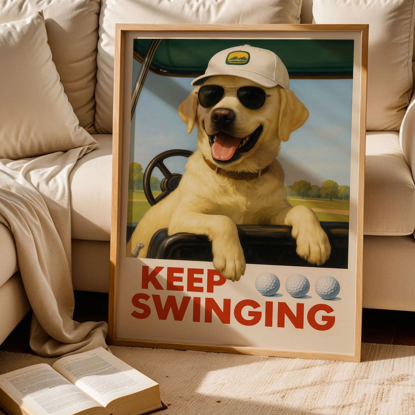 Golden Retriever Golf Art Print