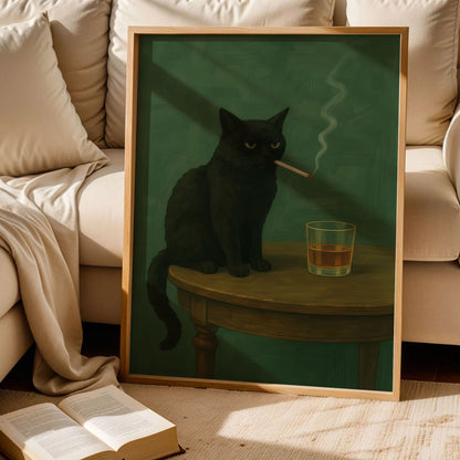 Smoking Black Cat Poster
