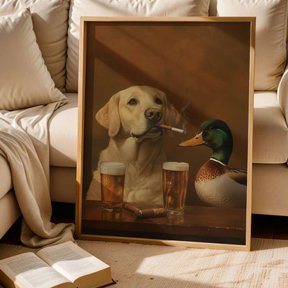 A Labrador Retriever and a Mallard Duck Cabin Wall Decor