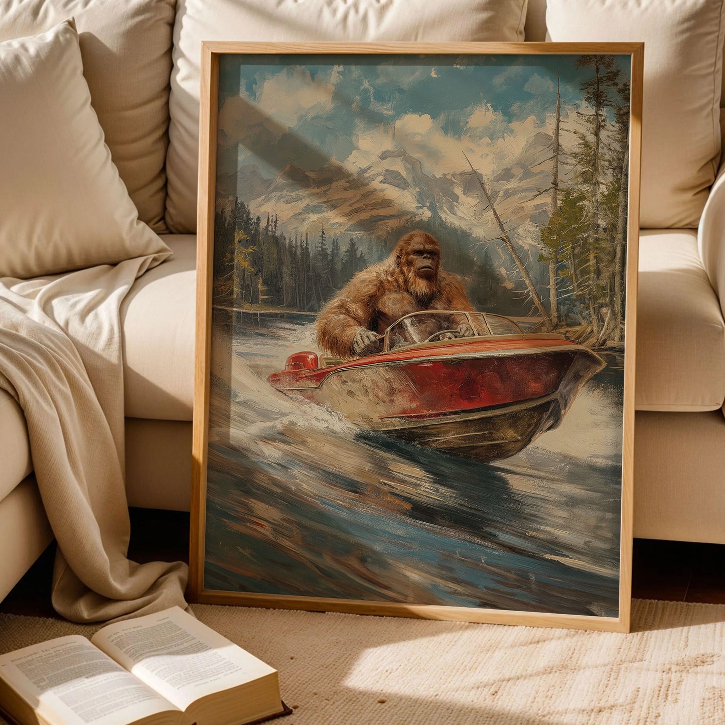 Sasquatch Motorboat Art Print