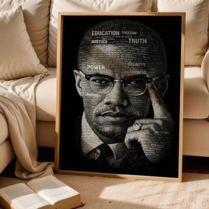 Malcolm X Calligram Poster