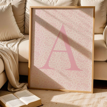 Pink Floral Initial Letter A Art