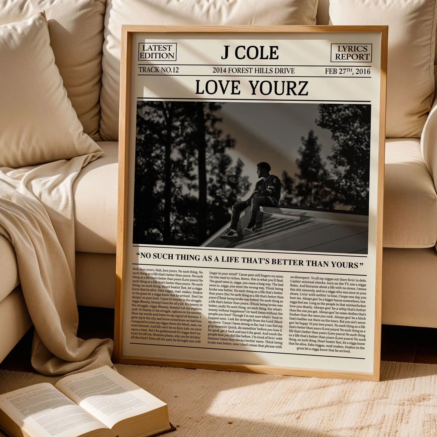 J. Cole Retro Newspaper Print