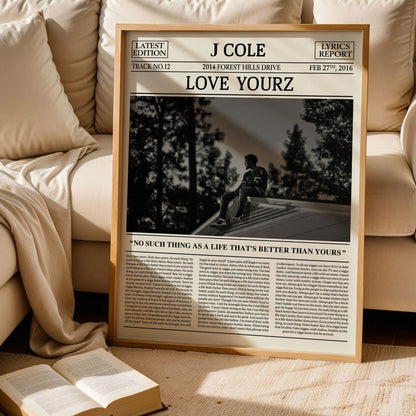 J. Cole Retro Newspaper Print