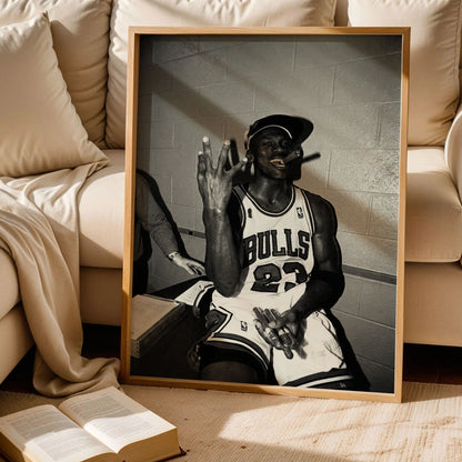 Michael Jordan Finger And Cigare Poster