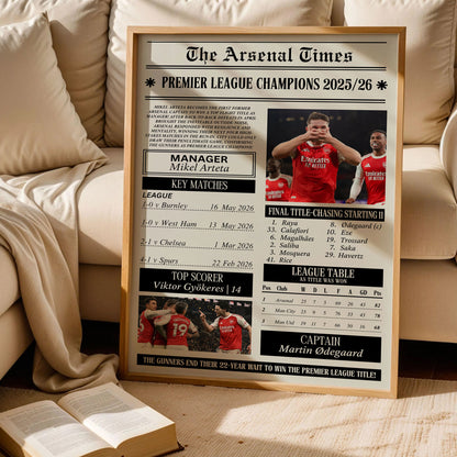 Arsenal Premier League Champions 2026 Poster
