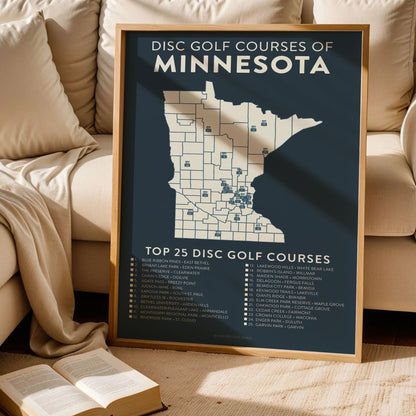 Minnesota Disc Golf Checklist Map Poster