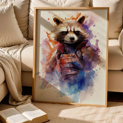 Rocket Raccoon Watercolor Art Print