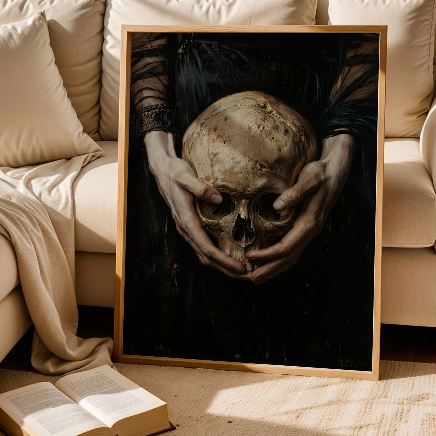 Victorian Hands Holding Skull Poster