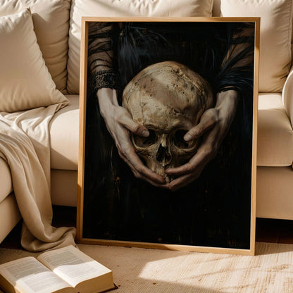 Victorian Hands Holding Skull Poster