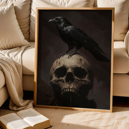 Vintage Raven Skull Art Print