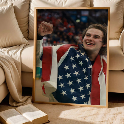 Jack Hughes Gold Medal OT Winner Poster