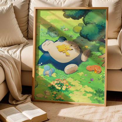 Snorlax, Pikachu Sleep Wall Art