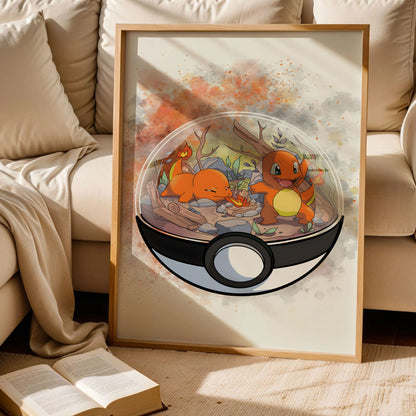 Charmander PokeBall Terrarium Poster