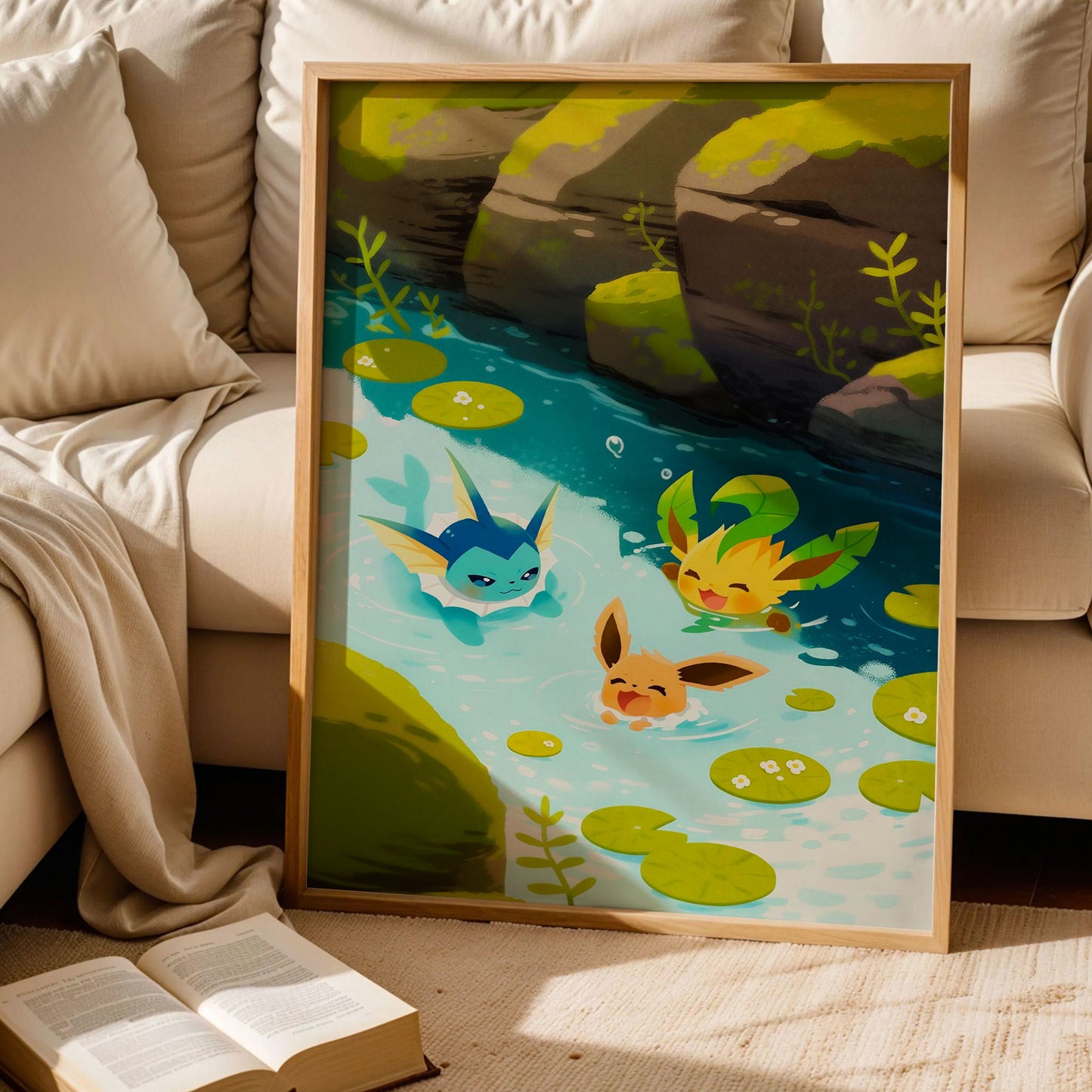 Eevee, Vaporeon, and Leafeon Poster