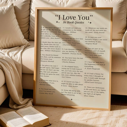 Love in Book Quotes Poster