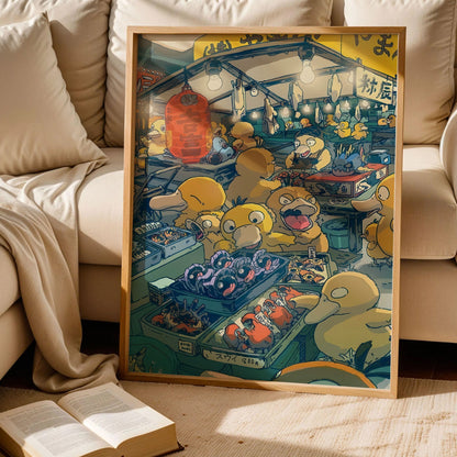 Psyduck Fish Market Fan Art Print