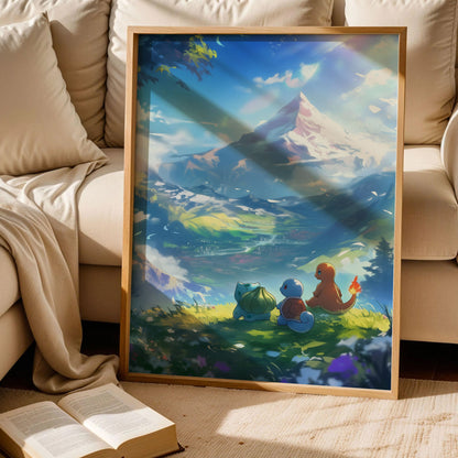 Bulbasaur, Squirtle, and Charmander Poster