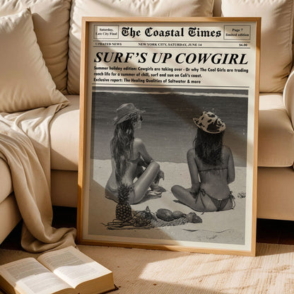 Surf's Up Cowgirl Newspaper Print