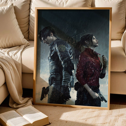 Leon Kennedy & Claire Redfield Residence Evil 2 Poster