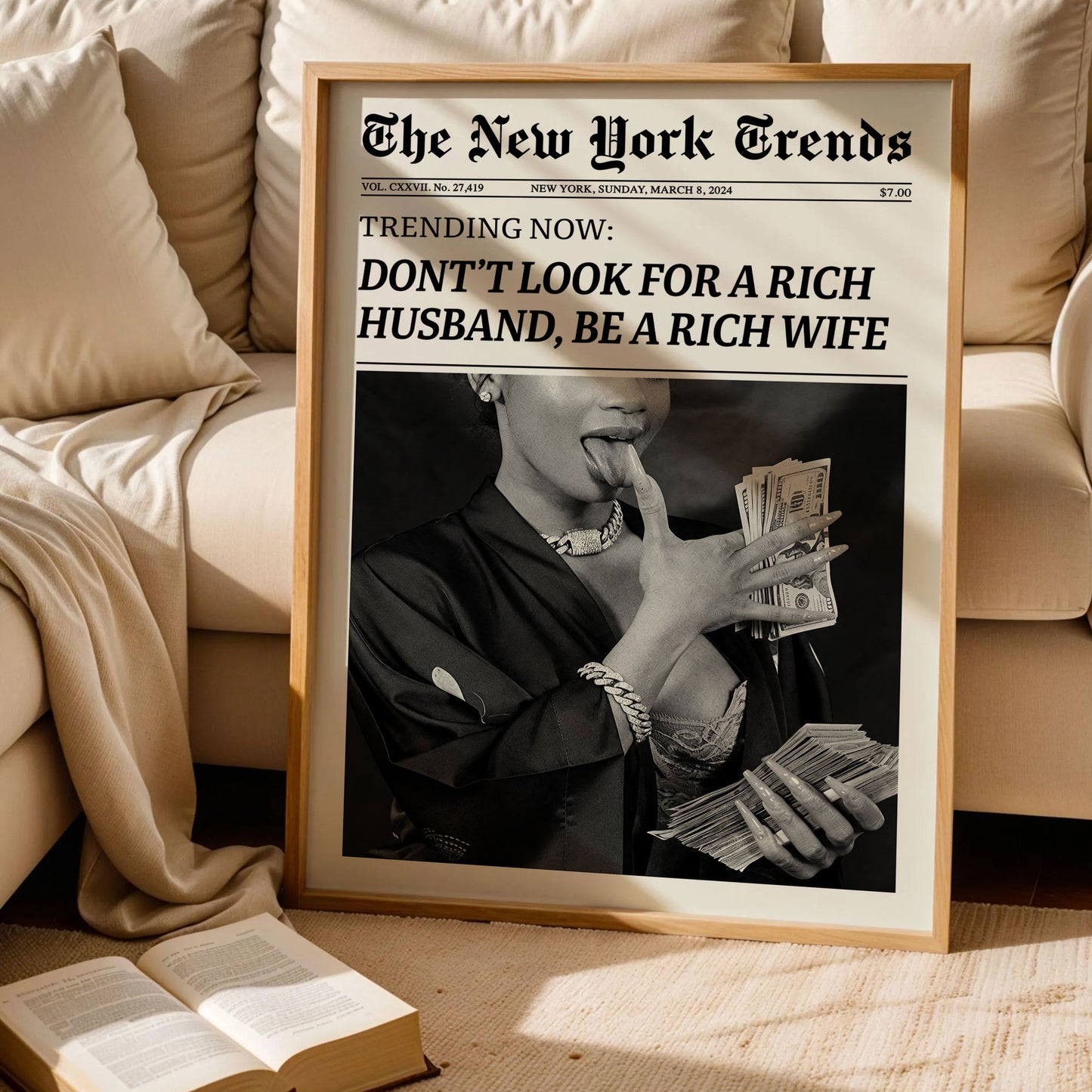 Don't Look For A Rich Husband Era Newspaper Poster