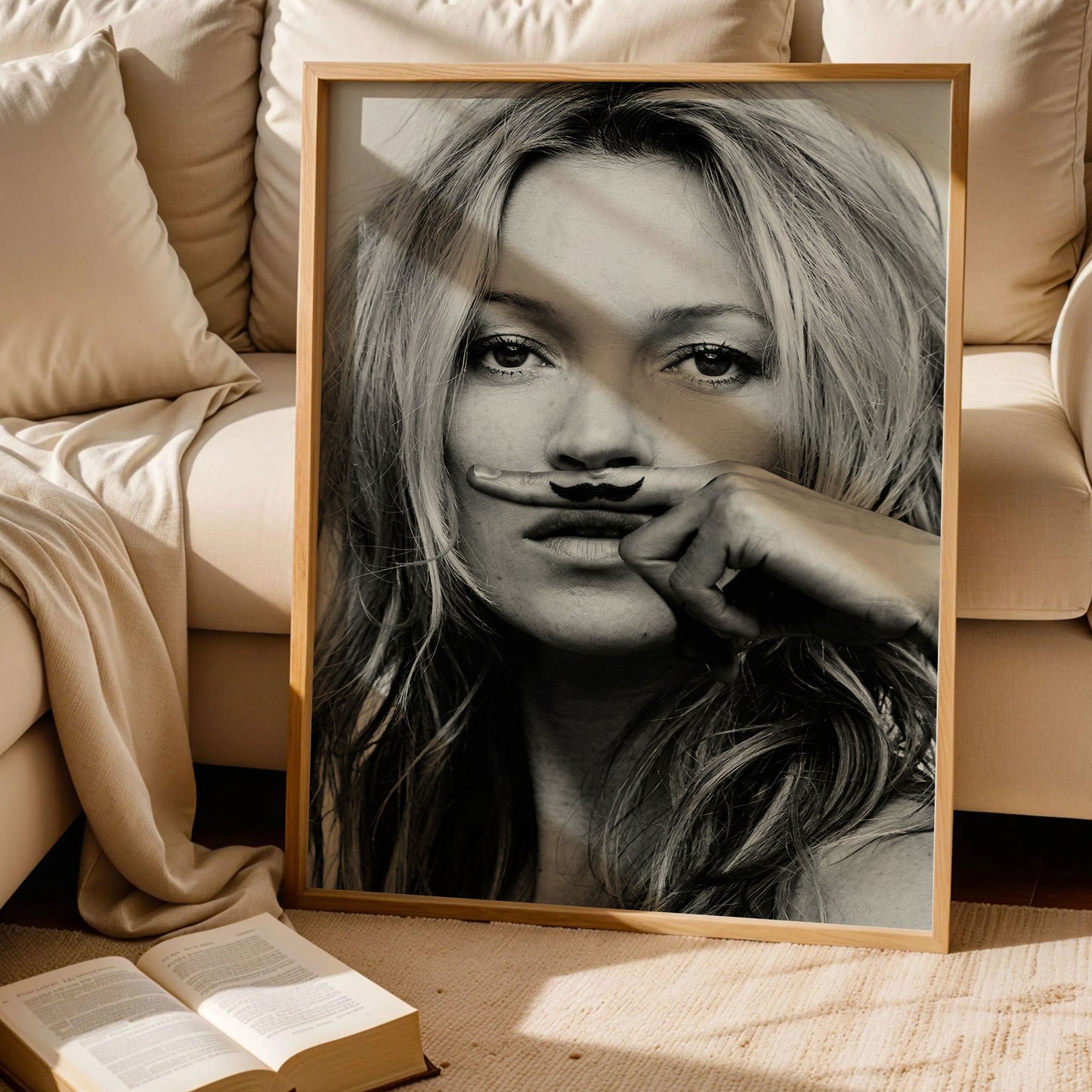 Kate Moss Moustache Art Print