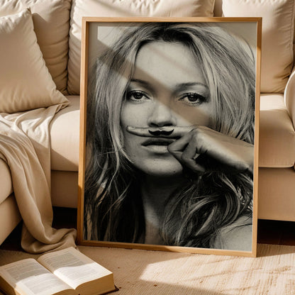 Kate Moss Moustache Art Print